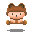 Pixel art animation of a cartoon character with fox ears in four frames showing mouth and eye changes.