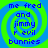 Four identical display blue text on a green and blue spiral background with no visible animation changes
