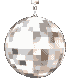 Two identical pixelated disco ball earrings with silver and brown reflective surfaces, each featuring a top loop for attachment.