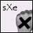 A black-and-white animated icon shows a hand with an X over the palm, positioned below 'sXe' text; the background shifts from white to gray across frames.