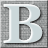 Static 48x48 pixel icon featuring a large stylized letter B with light blue fill, white outline, and dark gray shadow against a grayscale dithered background.