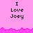 Pixelated pink background with black text "I Love Joey" repeated across multiple sections, separated by jagged pink borders.
