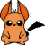 Pixelated orange creature with large black eyes and a small mouth, standing on gray background with text "DRAWN TOGETHER" below.