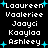 Pixelated text list with names and blue star accents on black background, animated with star position changes.