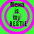 Green background with four pink concentric circles, each containing text reading "Aleva is my BESTIE" in black pixelated font.