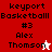 Pixelated text displays "keyport Basketball #3 Alex Thomson" across four with red, white, and pink backgrounds; a star symbol changes from white to red between frames