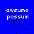 Blue background with white pixelated text 'awsume possum' repeated across multiple , some text partially obscured by black pixel noise