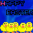 Animated Easter-themed contact sheet showing 11 frames of yellow chicks and changing 'HAPPY EASTER' text on a blue background with pixelated style.