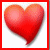 A 4x4 contact sheet of red heart icons with text overlays in select frames, displayed on a gray background.