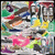 A static pixelated image with a dense collage of colorful shapes and patterns including green, red, yellow, blue, pink, and purple elements in a chaotic arrangement.