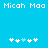 Pixelated blue background with white text "Micah Maa" repeated twice at top and two of white and light blue asterisks at bottom