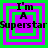 Four identical display "I'm A Superstar" text over nested purple and green squares with pixelated edges