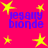 Bright pink background with yellow stars and blue text reading "legally blonde" in pixelated font, arranged in a pattern