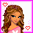 Animated contact sheet of 14 pixel-art frames showing a cartoon girl and text phrases arranged in a 4x4 grid with pink borders, red hearts, and white backgrounds.