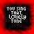 identical black square icons with white text "YOU SING THAT LOVELY TUNE" on a red background, each icon showing slight variations in the letter 'O' color