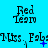 repeating text elements on a bright cyan background, with alternating of 'Red Team' and 'Miss. Fab' text, some with blue plus signs