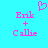 Pixelated pink text 'Erik + Callie' on cyan background with a pixel heart above, two identical static frames side-by-side.