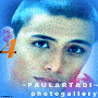 repeated portrait images with blue background, orange number 4, and text "PAULARTADI photogallery" below each face