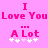 Pink background with pixelated text "I Love You A Lot" and white star symbols, showing two animation states with star positions changing.
