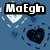 Blue background with white and black heart shapes, plus text elements including 'MaEgh', '+', 'Me', '=', 'BFF', '4', 'EVER!!'.