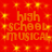 Red background with repeating yellow star-like shapes and orange text reading 'high school musical' in two
