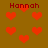 Brown background with red pixelated hearts and repeated 'Hannah' text in red pixelated font.