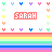pixelated icons featuring the name 'SARAH' in various colors and styles, surrounded by small heart-shaped symbols