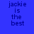 Blue background with dark blue text reading "jackie is the best" in three , with red rectangular overlays changing position across observations
