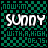 identical green and black checkered displays 'now im' in cyan, 'SUNNY' in white with a blurred effect, and 'WITH A HIGH OF 75' in green text