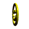 Animated sequence of a yellow smiley face icon rotating through multiple angles against white background.