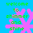 Green pixelated text 'welcome to shimmer and shine' appears over a pink snowflake on a blue background, with four identical copies arranged in a