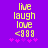 Yellow pixelated text 'live laugh love <3' on purple background with pink stars, two identical frames showing static content.