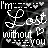 A 3x3 contact sheet of an animated AIM buddy icon showing eight frames with pixelated text "I'm Lost without you" and heart symbols on a black background, each frame displaying slight variations in the arrangement of hearts and floral-like shapes.