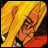 A pixelated contact sheet showing two frames of an animated icon featuring a character with long yellow hair and orange clothing on the left, next to text reading "Anime IM" and "com" on a black background.