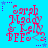 A static image with a bright blue background displays red text reading "Sarah Maddy & Kelly BFFs" in a pixelated style, surrounded by small purple stars.