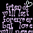 Pixelated text and symbols in light purple on black background, with a heart symbol above the top of letters