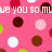 Pink background with scattered red, brown, white, and light pink circles; partial text "ve you so ML" on left and "Maggie" on right.