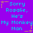 Pixelated text on purple background with yellow stars, repeating 'Sorry Rosalie. He's My Monkey Man' in cyan letters.