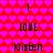 Red background with repeating pink heart pattern, black text "LOVE" and "Kristen" arranged in a