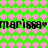 Green background with repeating heart pattern and black text reading "marissa" twice per , separated by a small pink heart symbol