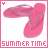 Animated pink flip-flops with a small heart symbol, text reading 'SUMMER TIME' at the bottom, and subtle animation changes across frames.