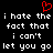 Red pixelated heart symbol above repeated white text on black background, displaying 'i hate the fact that i can't let you go' in two identical
