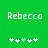 Green background with white pixelated text 'Rebecca' above a of five plus signs, where the third sign is light green