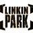 Pixelated static image of the text "LINKIN PARK" in bold block letters with a brown and black color scheme, framed by partial bracket-like shapes on all four corners.