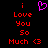 Pixelated red text 'i Love You So Much <3' on black background with a purple heart symbol above the text.
