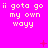 Bright pink background with repeated white pixelated text "i gota go my own wayy" arranged in a , featuring scattered red plus and X symbols
