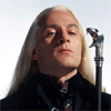 identical images showing a person with long blonde hair and a black high-collared garment, each with green text overlays changing