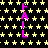 Black background with yellow star pattern and vertical pink text reading "FALL" in three , with a gray rectangle in the bottom-right corner