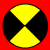 Four circular icons with yellow and black quadrants on red background; two have small circles, one has squares over circles.