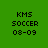 Green background with black text 'KMS SOCCER 08-09' displayed in four distinct white rectangular arranged in a
